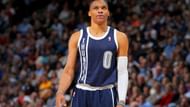 Russell Westbrook sporting the Navy Alternative uniform